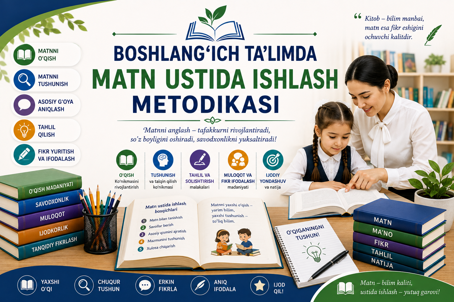 Boshlang‘ich ta’limda matn ustida ishlash metodikasi